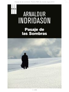 Portada del llibre "Pasaje de las Sombras", escrit per l'autor islandès Arnaldur Indridason.